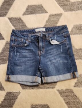 Cielo Dark Blue Rolled Cuff Denim Shorts